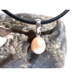 Perle (Süßwasserperle) apricot - Anhänger Silberöse Schmuckdose - Sonderqualität - ca. 1,7 cm x 0,7 cm x 0,7 cm
