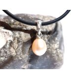 Perle (Süßwasserperle) apricot - Anhänger Silberöse Schmuckdose - Sonderqualität - ca. 1,7 cm x 0,7 cm x 0,7 cm
