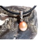 Perle (Süßwasserperle) apricot - Anhänger Silberöse Schmuckdose - Sonderqualität - ca. 1,7 cm x 0,7 cm x 0,7 cm