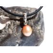 Perle (Süßwasserperle) apricot - Anhänger Silberöse Schmuckdose - Sonderqualität - ca. 1,7 cm x 0,7 cm x 0,7 cm