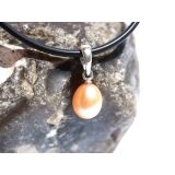 Perle (Süßwasserperle) apricot - Anhänger Silberöse Schmuckdose - Sonderqualität - ca. 1,7 cm x 0,7 cm x 0,7 cm