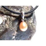 Perle (Süßwasserperle) apricot - Anhänger Silberöse Schmuckdose - Sonderqualität - ca. 1,7 cm x 0,7 cm x 0,7 cm
