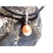 Perle (Süßwasserperle) apricot - Anhänger Silberöse Schmuckdose - Sonderqualität - ca. 1,7 cm x 0,7 cm x 0,7 cm