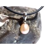 Perle (Süßwasserperle) apricot - Anhänger Silberöse Schmuckdose - Sonderqualität - ca. 1,7 cm x 0,7 cm x 0,7 cm