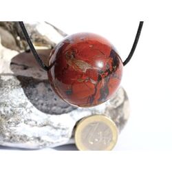 Brekzien-Jaspis XXL Kugel Schmuckstein gebohrt -...