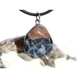 Brekzienjaspis (Trümmerjaspis) Trommelstein Anhänger Öse - Rarität - ca. 2,8 cm x 1,7 cm x 1 cm