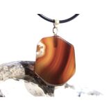 Sarder natur Schmuckstein / Scheibenstein - Anhänger Öse Schmuckdose - AA-Sonderqualität - ca. 3,7 cm x 2,3 cm x 0,6 cm