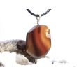 Sarder natur Schmuckstein / Scheibenstein - Anhänger Öse Schmuckdose - AA-Sonderqualität - ca. 3,7 cm x 2,3 cm x 0,6 cm