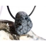 Schneeflockenobsidian Trommelstein / Schmuckstein gebohrt...