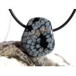 Schneeflockenobsidian Trommelstein / Schmuckstein gebohrt - Sonderqualität - ca. 2,5 cm x 2,2 cm x 1,1 cm