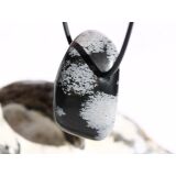 Schneeflockenobsidian XL Trommelstein / Schmuckstein gebohrt - Sonderqualität - ca. 3,8 cm x 2,4 cm x 2 cm (GKS)