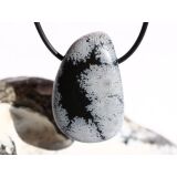 Schneeflockenobsidian XL Trommelstein / Schmuckstein gebohrt - Sonderqualität - ca. 3,8 cm x 2,4 cm x 2 cm (GKS)
