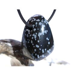 Schneeflockenobsidian Schmuckstein / Trommelstein gebohrt...