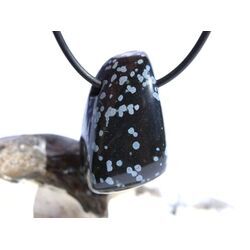 Schneeflockenobsidian Schmuckstein / Trommelstein gebohrt - Sonderqualit�t - ca. 3 cm x 1,9 cm x 1,8 cm