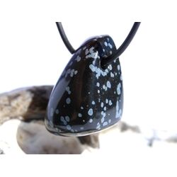 Schneeflockenobsidian Schmuckstein / Trommelstein gebohrt - Sonderqualit�t - ca. 3 cm x 1,9 cm x 1,8 cm