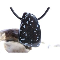 Schneeflockenobsidian Schmuckstein / Trommelstein gebohrt - Sonderqualit�t - ca. 3 cm x 1,9 cm x 1,8 cm