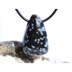 Schneeflockenobsidian Schmuckstein / Trommelstein gebohrt...