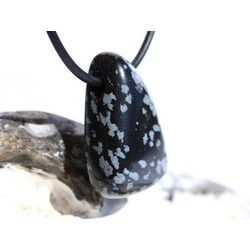 Schneeflockenobsidian Schmuckstein / Trommelstein gebohrt - Sonderqualit�t - ca. 3 cm x 2 cm x 1 cm