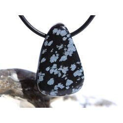 Schneeflockenobsidian Schmuckstein / Trommelstein gebohrt - Sonderqualit�t - ca. 3 cm x 2 cm x 1 cm