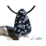 Schneeflockenobsidian Schmuckstein / Trommelstein gebohrt - Sonderqualität - ca. 3 cm x 2 cm x 1 cm