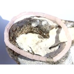 Rosenquarz Armband Zylinder mit Silberperle - ca. 18,5 cm...