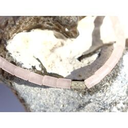 Rosenquarz Armband Zylinder mit Silberperle - ca. 18,5 cm - Sonderqualit�t -