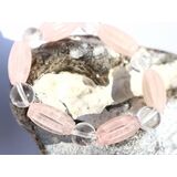 Rosenquarz-Bergkristall Armband Kugeln 10 mm + Navetten...
