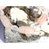 Rosenquarz-Bergkristall Armband Kugeln 10 mm + Navetten geschliffen - ca. 17,5-18 cm - Sonderqualität -