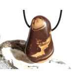Cappuchino-Jaspis XXXL Trommelstein gebohrt - Sonderqualität - ca. 5 cm x 3,1 cm x 1,8 cm