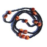 Tigerauge rot (gebr.) Obsidian schwarz - Halskette /...