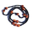 Tigerauge rot (gebr.) Obsidian schwarz - Halskette / Edelsteinkette 90 cm - Linsen-Cabochons / Kugeln 6 mm - Sonderqualität -
