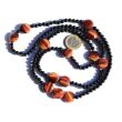 Tigerauge rot (gebr.) Obsidian schwarz - Halskette / Edelsteinkette 90 cm - Linsen-Cabochons / Kugeln 6 mm - Sonderqualität -