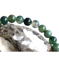 Moosachat grn (Chalcedon) Armband / Kugelarmband - Kugel 8 mm - ca. 18-19 cm