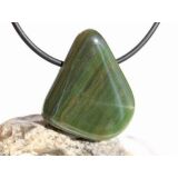 Chalcedon grün Trommelstein / Schmuckstein gebohrt -...