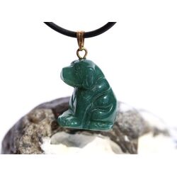 Moosachat grn Hund Schmuckstein Anhnger se - ca. 3 cm x 1,7 cm x 1,3 cm