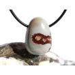 Porzellanit (Blumenjaspis) Trommelstein gebohrt - schöne Qualität- ca. 2,6 cm x 1,9 cm x 1,4 cm