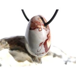 Porzellanit (Blumenjaspis) Trommelstein gebohrt - schöne Qualität - ca. 3 cm x 2,1 cm x 1,6 cm