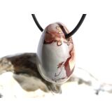 Porzellanit (Blumenjaspis) Trommelstein gebohrt -...
