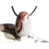 Porzellanit (Blumenjaspis) Trommelstein gebohrt -...
