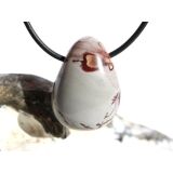Porzellanit (Blumenjaspis) Trommelstein gebohrt - schöne Qualität - ca. 3 cm x 2,1 cm x 1,6 cm