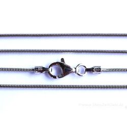 Schlangenkette Spezial, 925iger Silber, Verschluss für gebohrte Trommelsteine, ca. 42 cm - 1,2 mm - rhodiniert