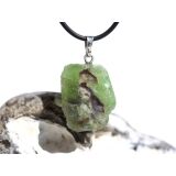 Peridot Kristall- / Rohsteinform angetrommelt Anhänger Silberöse (Olivin / Chrysolith) - Sonderqualität - ca. 3,5 cm x 2,2 cm x 1,6 cm (GKS)
