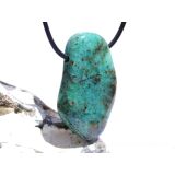 Kupferchalcedon XXL Schmuckstein / Scheibenlstein gebohrt - AA-Sonderqualität - Handarbeit - ca. 4,2 cm x 2,5 cm x 0,9 cm