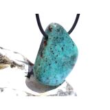 Kupferchalcedon XL Schmuckstein / Scheibenlstein gebohrt - AA-Sonderqualität - Handarbeit - ca. 3,6 cm x 3 cm x 0,9 cm