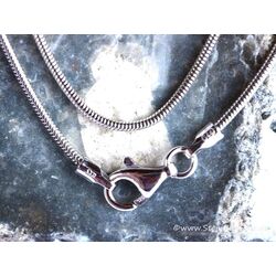 Schlangenkette Spezial, 925iger Silber, Verschluss f�r gebohrte Trommelsteine, ca. 45 cm - 1,2 mm - rhodiniert