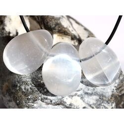 Selenit (Fasergips) Trommelsteine gebohrt - Sonderqualit�t - ca. 2,8 - 3,3 cm / ca. 10-13g/St