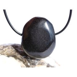 Basalt Scheibenstein / Schmuckstein gebohrt -...