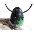 Rubin-Zoisit (Anyolith) Trommelstein gebohrt - ca. 2,8 cm x 2 cm x 1,2 cm
