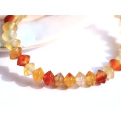 Karneol Armband bunt (gebr.) Buttons 7,4 x 5 mm und Silberperle (Carneol) - Sonderqualit�t - ca. 18 cm