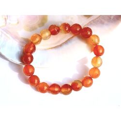 Karneol Armband orange (gebr.) Kugeln 10 mm facettiert...
